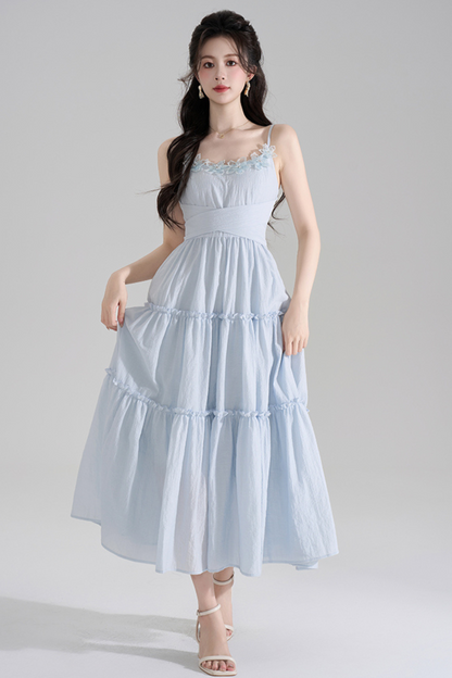 Romantic French Long Dress + Short Cardigan