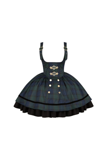 レトロカレッジスタイルチェックロリータスカート＋ジャケット＋マント＋ブラウス＋リボン＋ネックレス