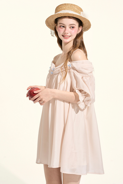 Almond Macaroon One Shoulder Nightdress