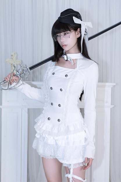 ホルターネックダブルブレストトップス