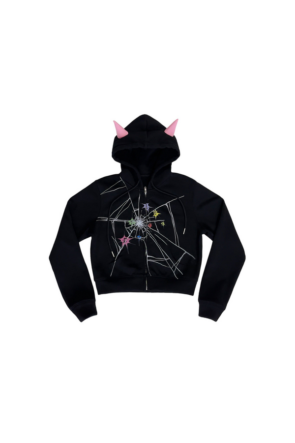 デビルクラックル ポインテッドショートフードスウェット