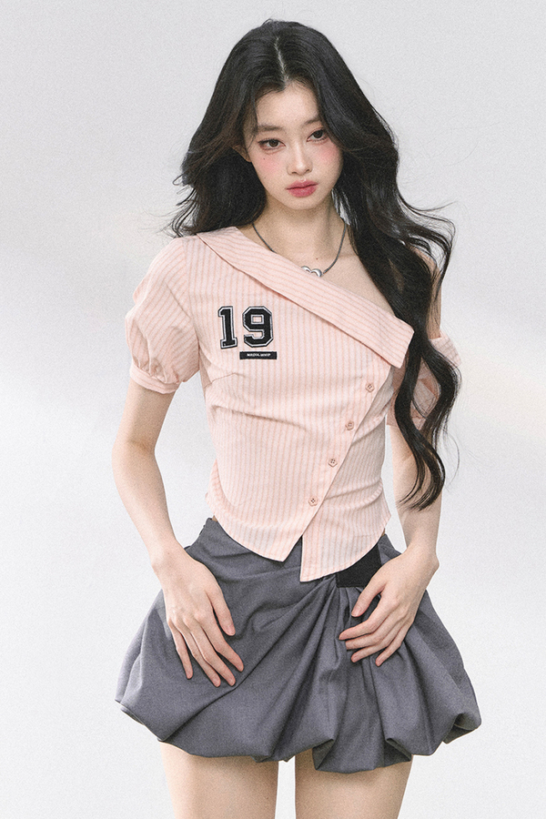 One Shoulder Logo Tight Top