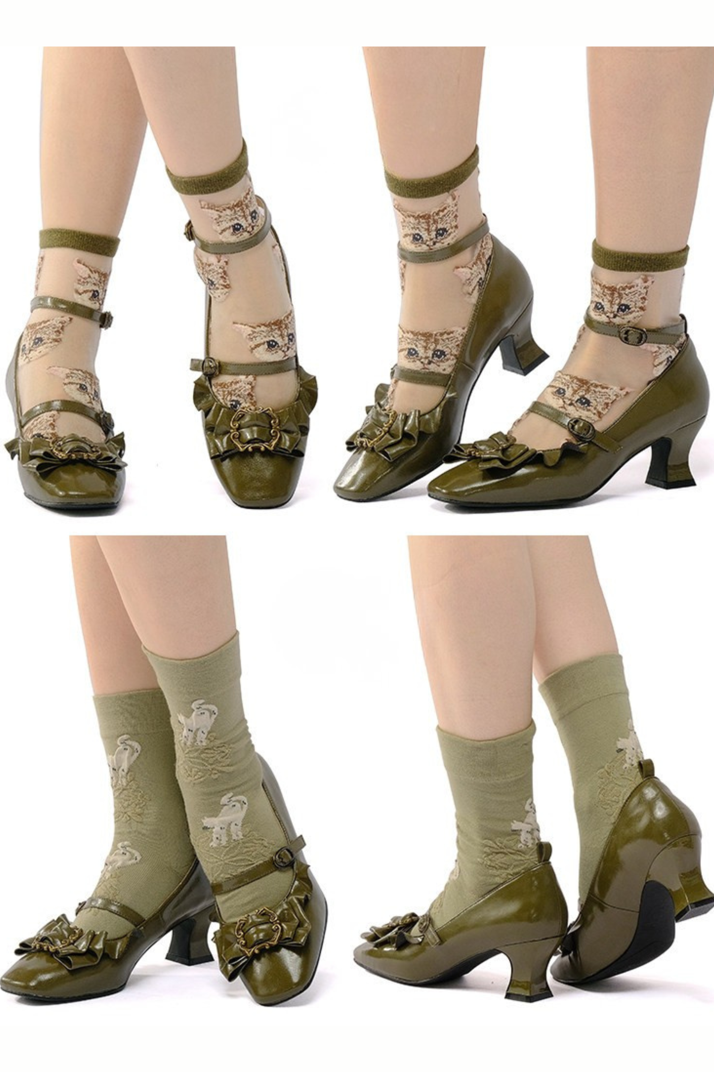 レザーリボンフリルロリータヒール