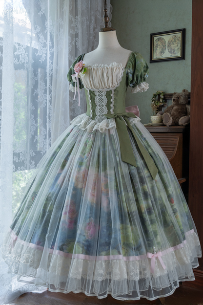 [Pre-order Deadline: May 15] Monet Garden Oil Handle Classical Chiffon Dress + Bustier