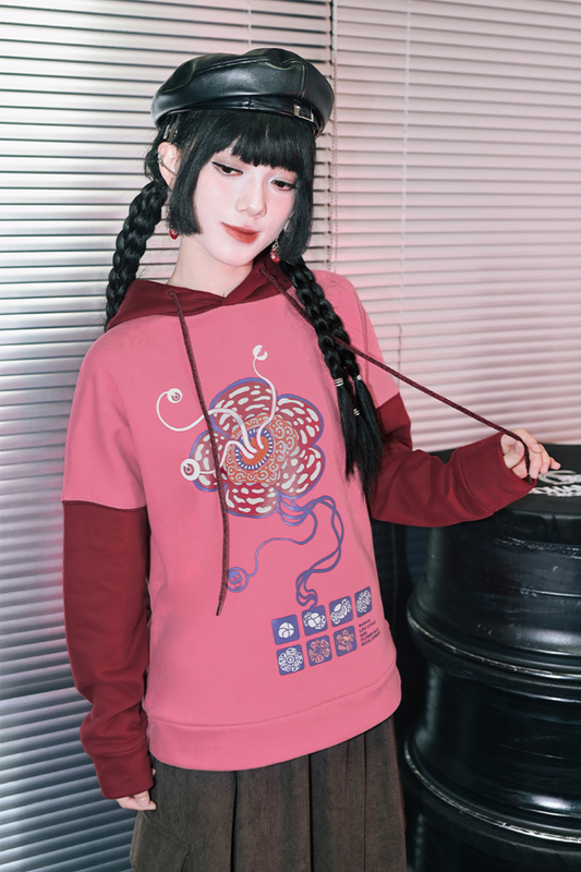 ラフレシアフラワーバイカラーフードパーカー