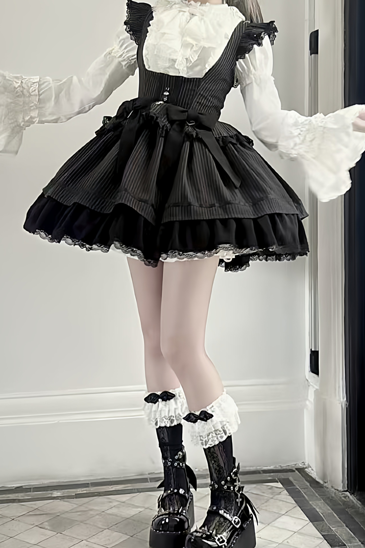 フリルゴシックロリータブラウス+フラワーカラー