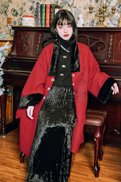 Chinese Dragon Motif Long Cardigan