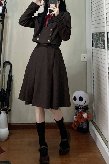 ロシアンレトロカレッジジャケット＋シャツ＋ガードル＋リボン＋スカート