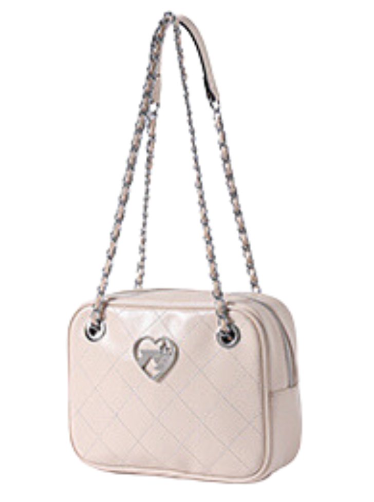 Korea taste metal heart chain leather bag