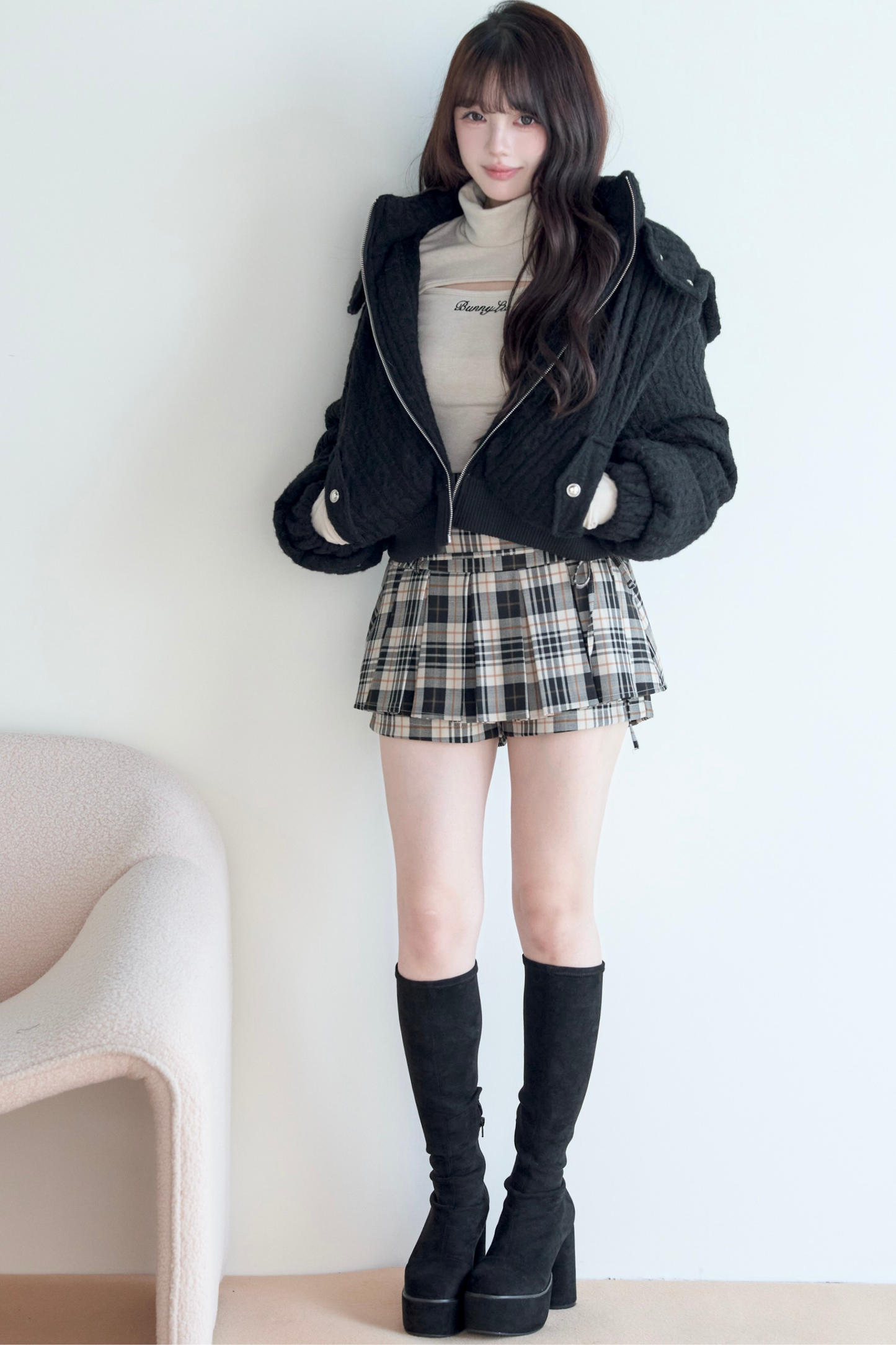 モードケーブルニットジャケット