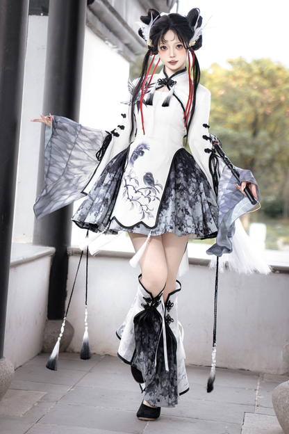 ダークチャイナドレス+ビッグスリーブケープ+チャイナトップス+スカート+キャミソールドレス+レッグウォーマー