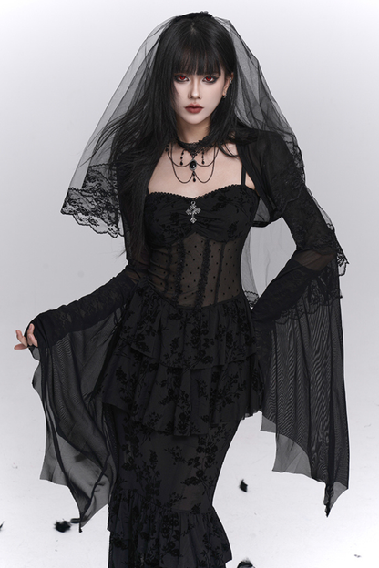 ゴーストガールゴシックマーメイドドレス＋シアーアウター