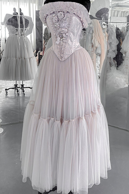 ビクトリアフラワーチューブトップス＋ショートスカート＋ロングスカート＋ガーゼスカート＋アームリング＋チョーカー