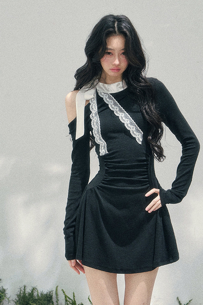 フレンチレースオフショルダードレス