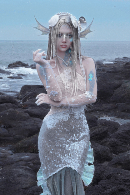 [Pre-order] Mermaid Seaside Dress + Sequined Shawl