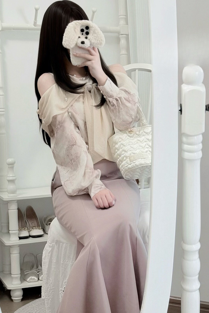 Off-the-shoulder top + mermaid skirt