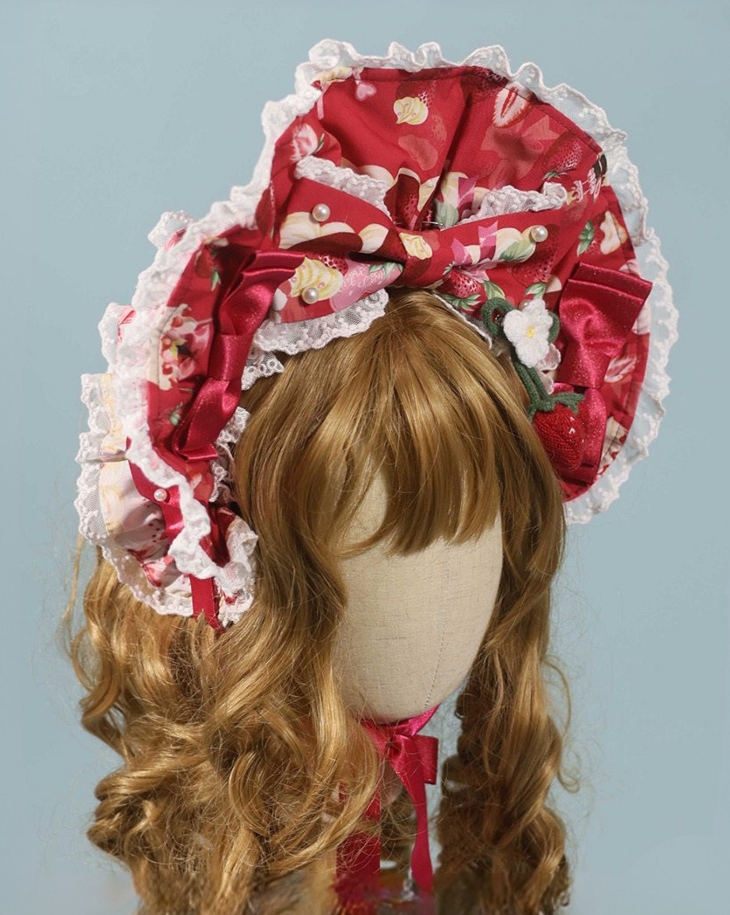 【2月27日予約締切】ストロベリーアンティークドールドレス＋フルセット＋ボンネット＋カチューシャ