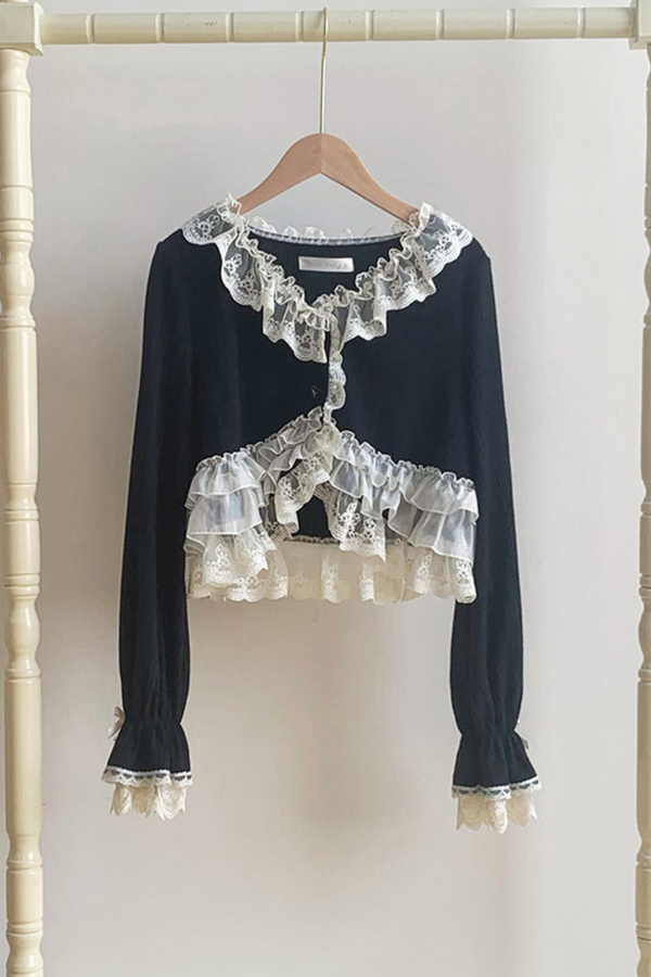 レーストリムニットカーディガン