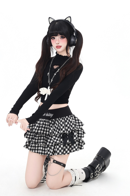 ロゴチェッカースカート