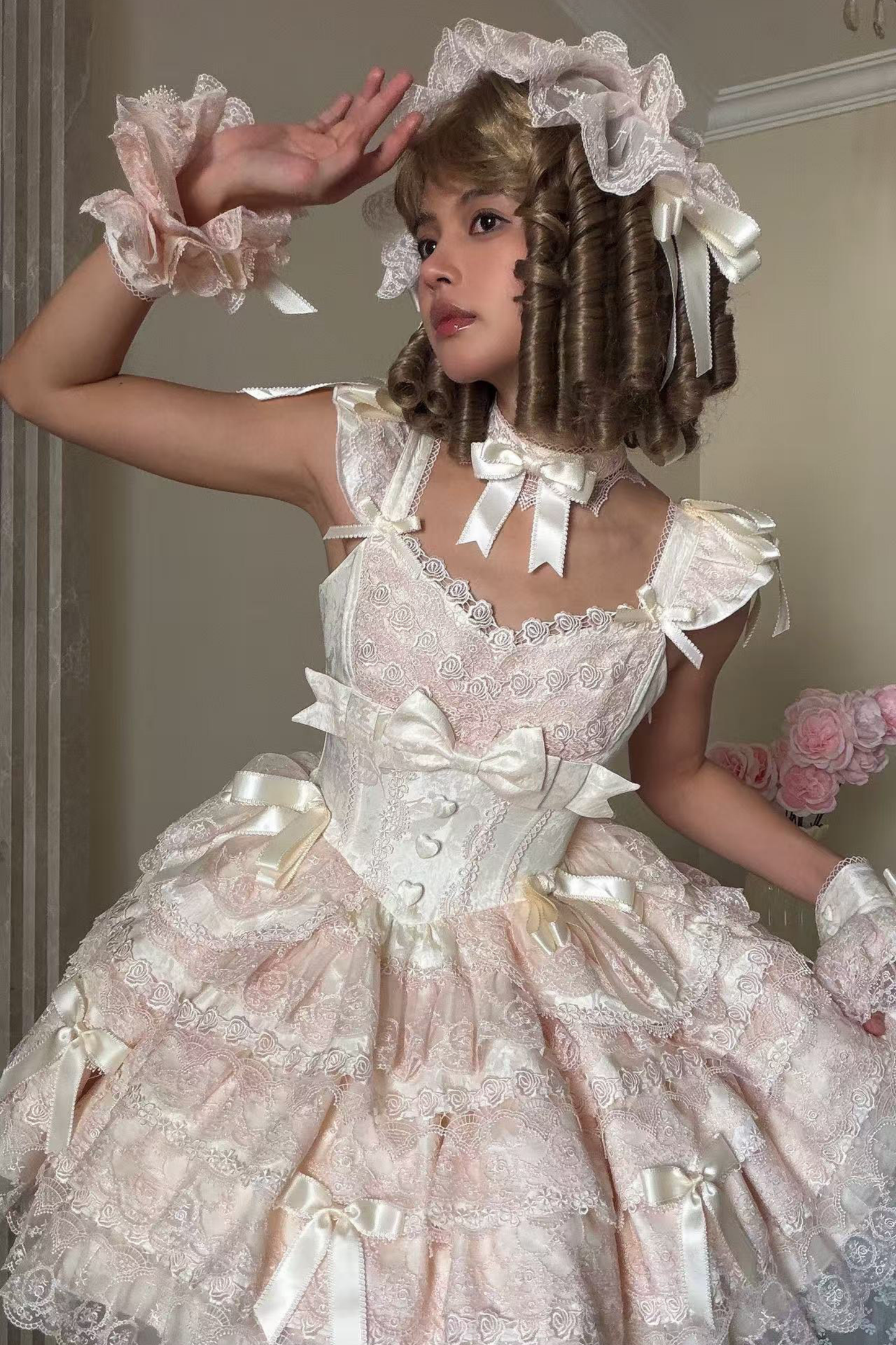 【予約商品】プリンセスバレエケーキロリータドレス+ヘアバンド+ネックレス+スリーブ+テール