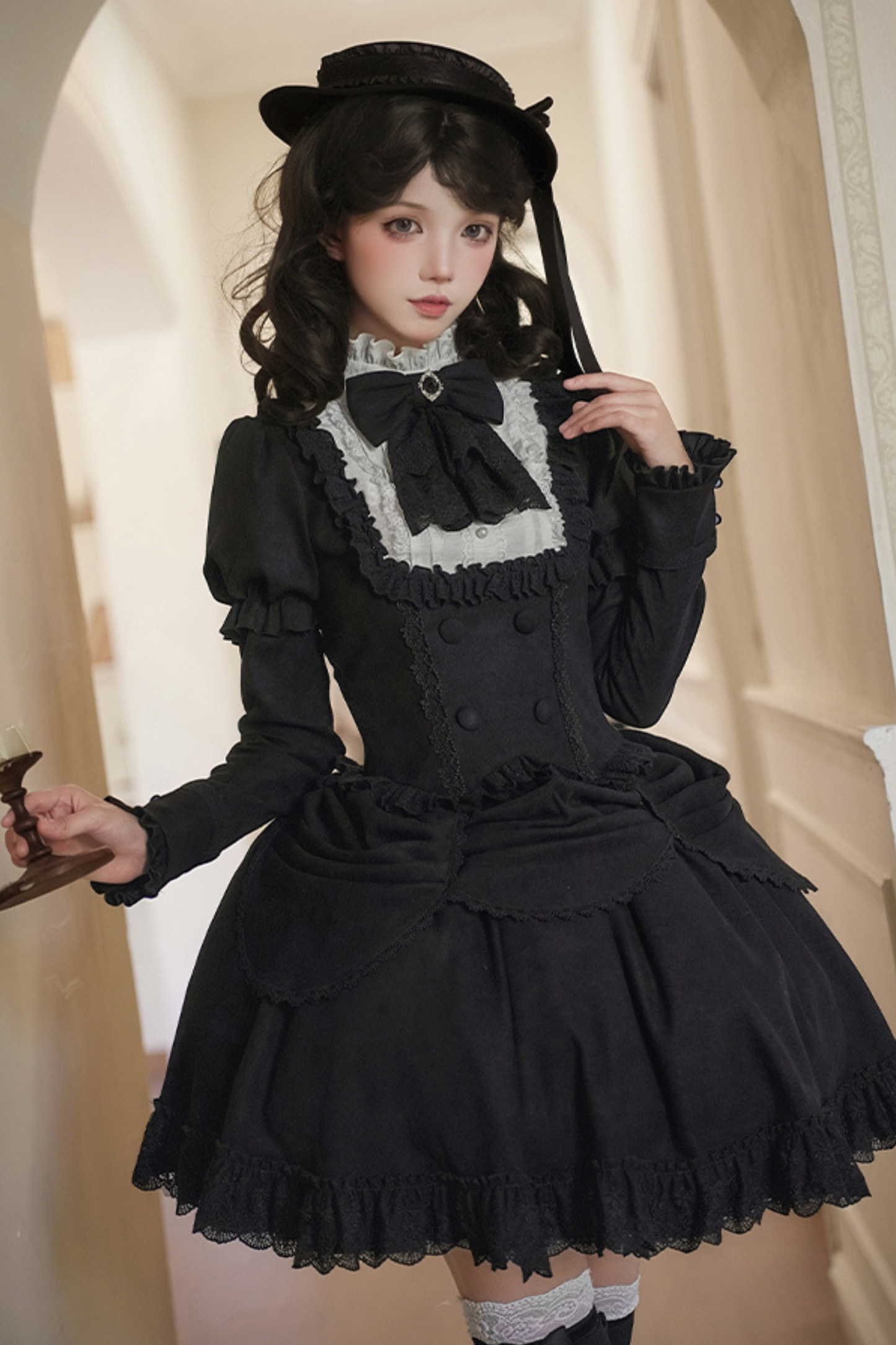 [Reservations] Classical Top + Curtain Skirt + Ribbon Collar + Hat