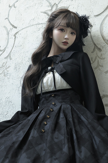 Silent Manner Dark Lolita Princess Jumperskirt + Ribbon Collar Ruffle Jacket