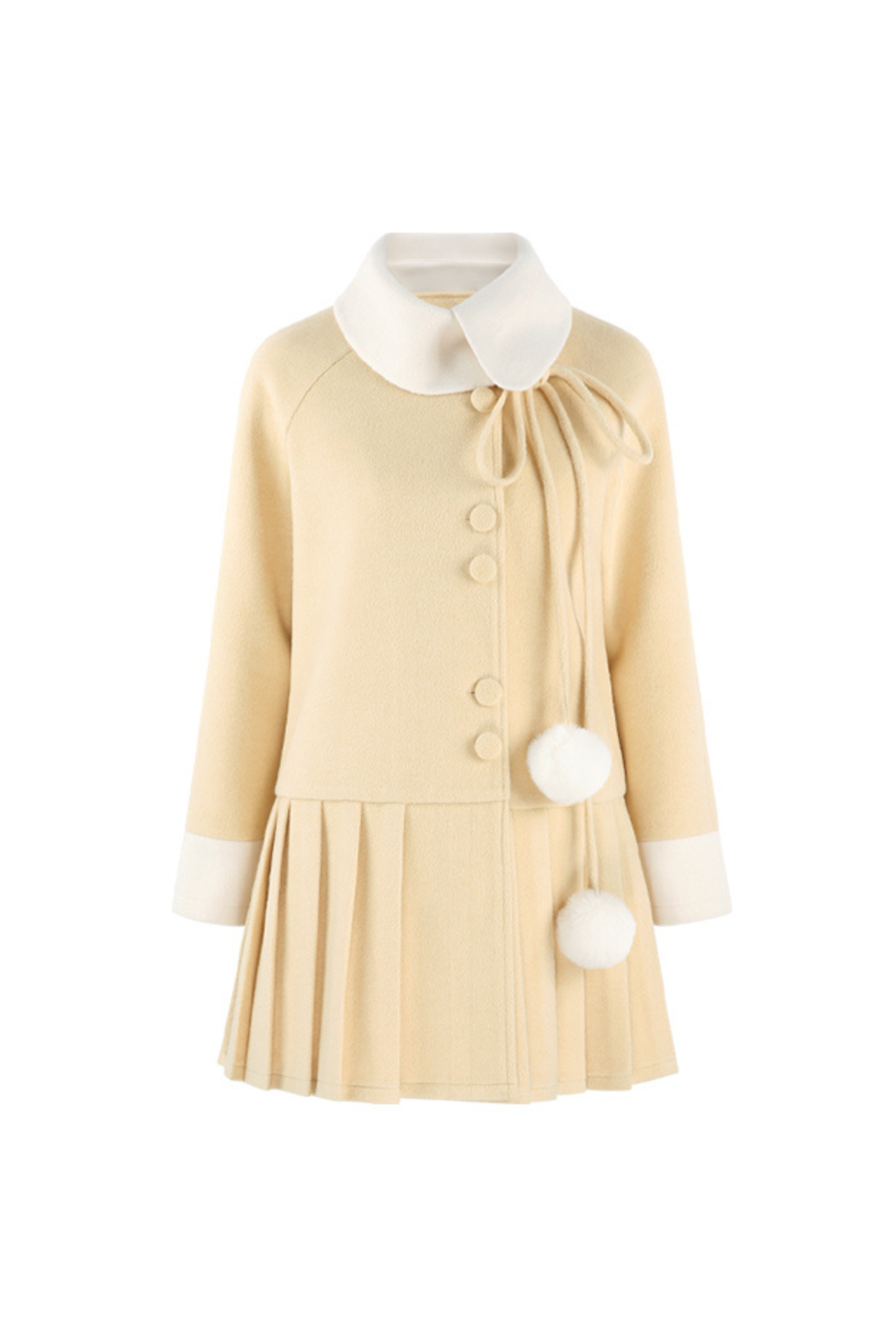 イエロープリーツウールコート