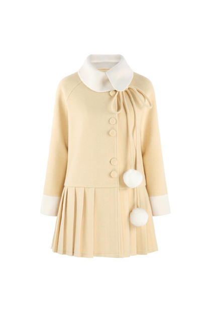 イエロープリーツウールコート