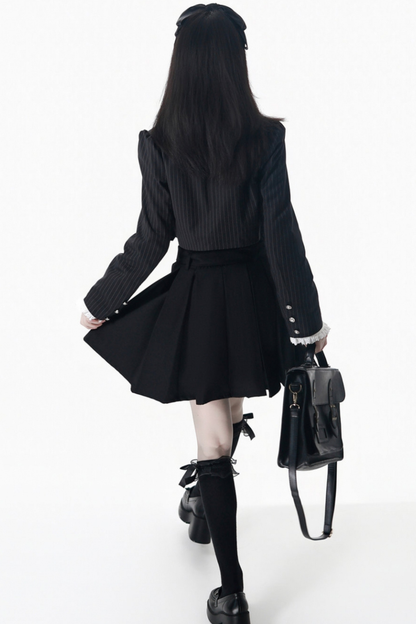 College Jacket + Suskirt + Blouse + Tie