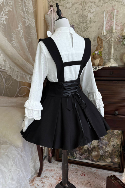 Retro Lace Shirt + Suspender Skirt