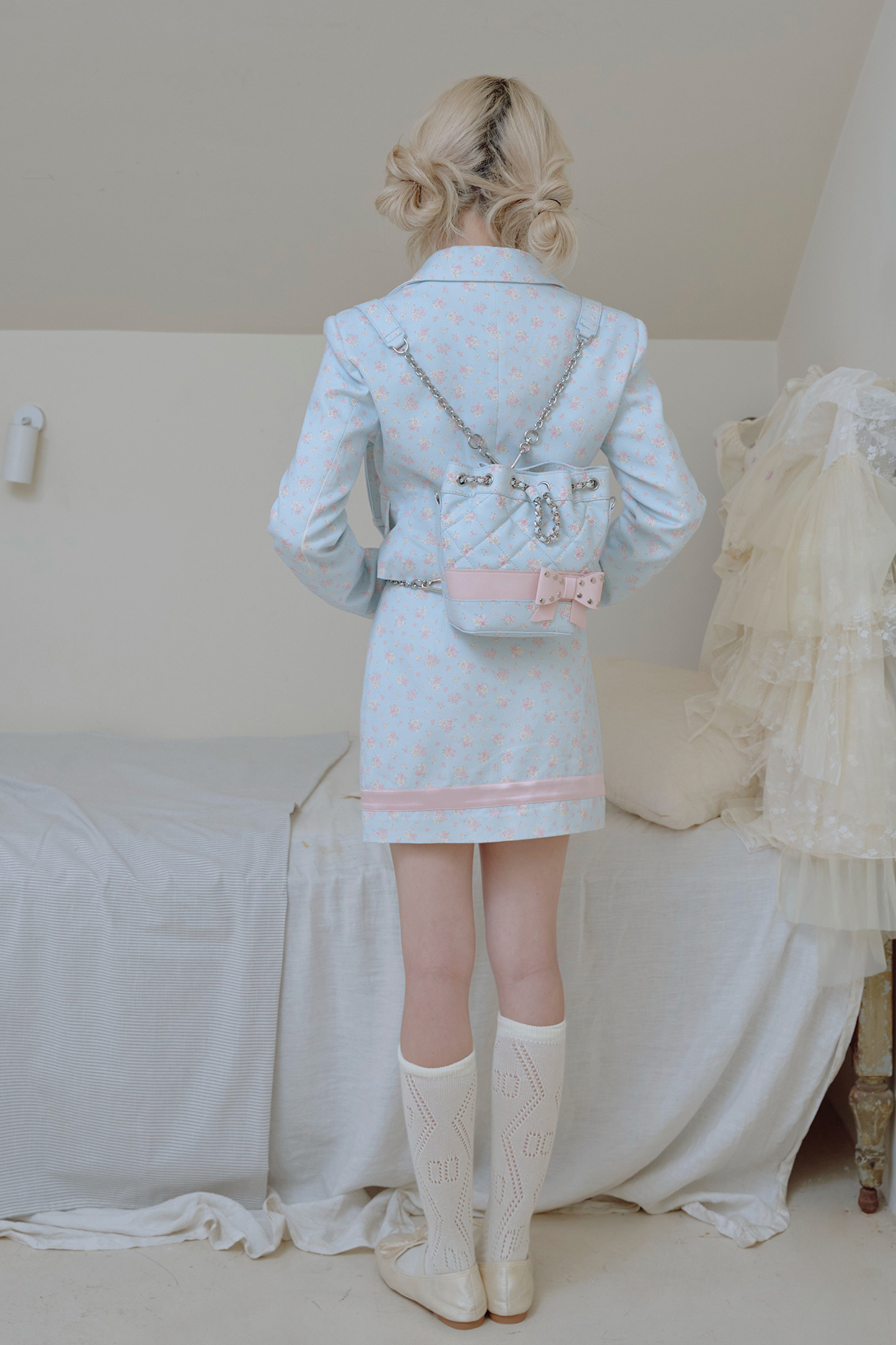 フローラルスイートリボンジャケット＋タイトスカート