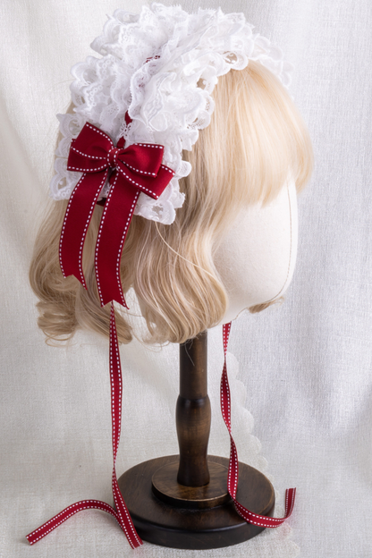 レースステッチロリータヘアバンド+ハットクリップ