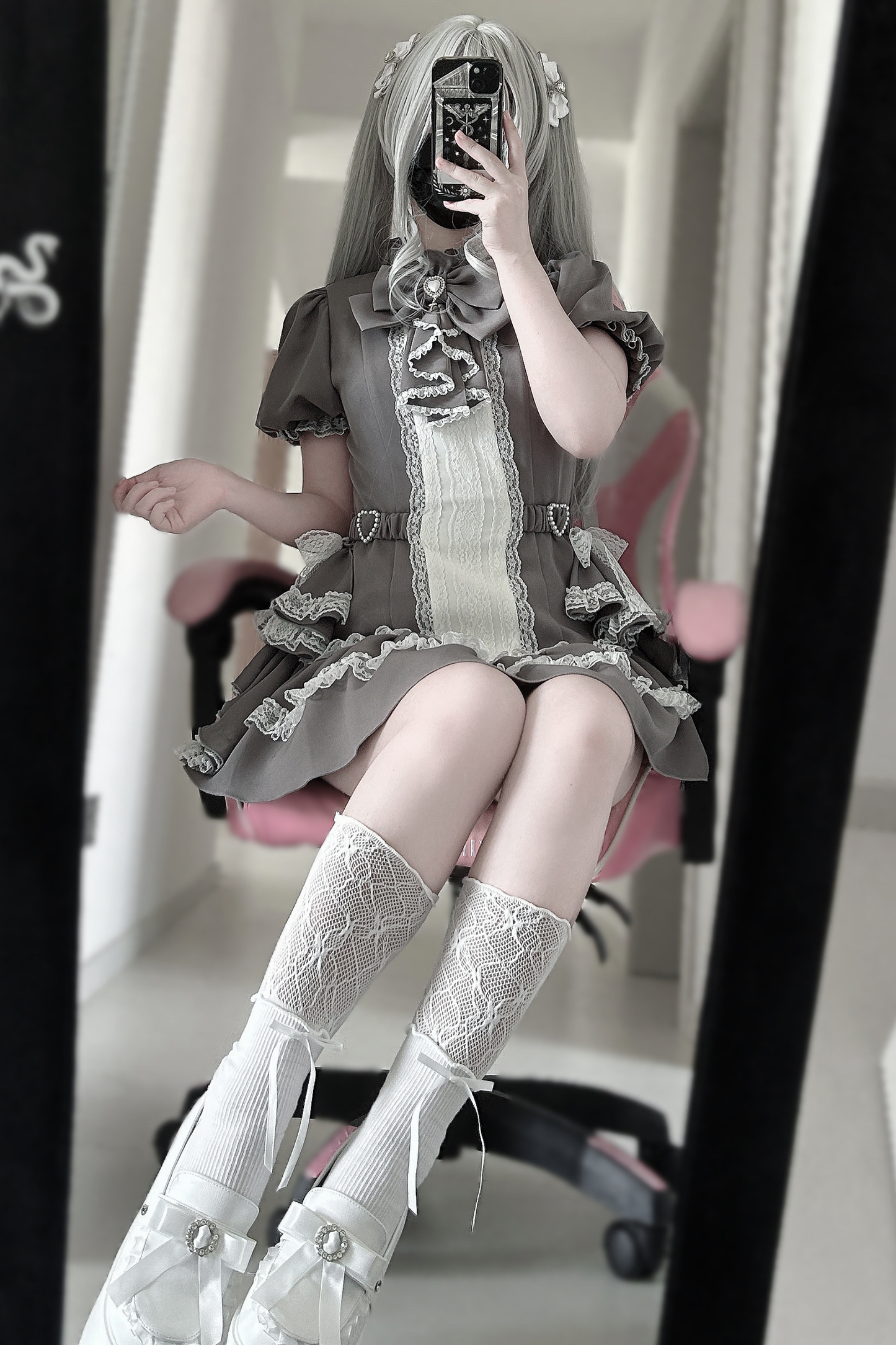 パフスリーブエレガントゴシックスタイルトップス+パンツ