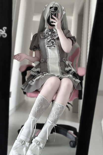 パフスリーブエレガントゴシックスタイルトップス+パンツ