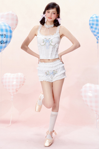 レーススイートリボンデザインコルセットトップス