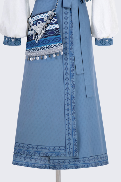 Weiyan Hulan ethnic vest + top + skirt + shoulder bag
