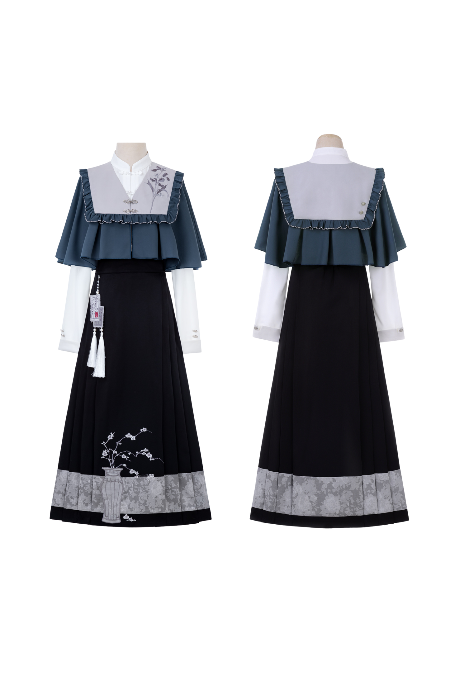 Train Book Fragrance China Top + Shawl + Skirt