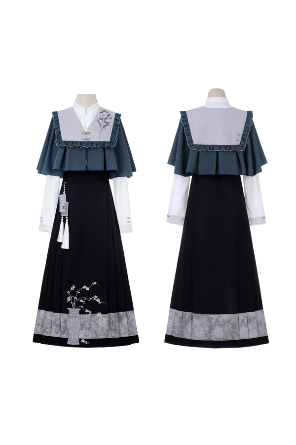 Train Book Fragrance China Top + Shawl + Skirt