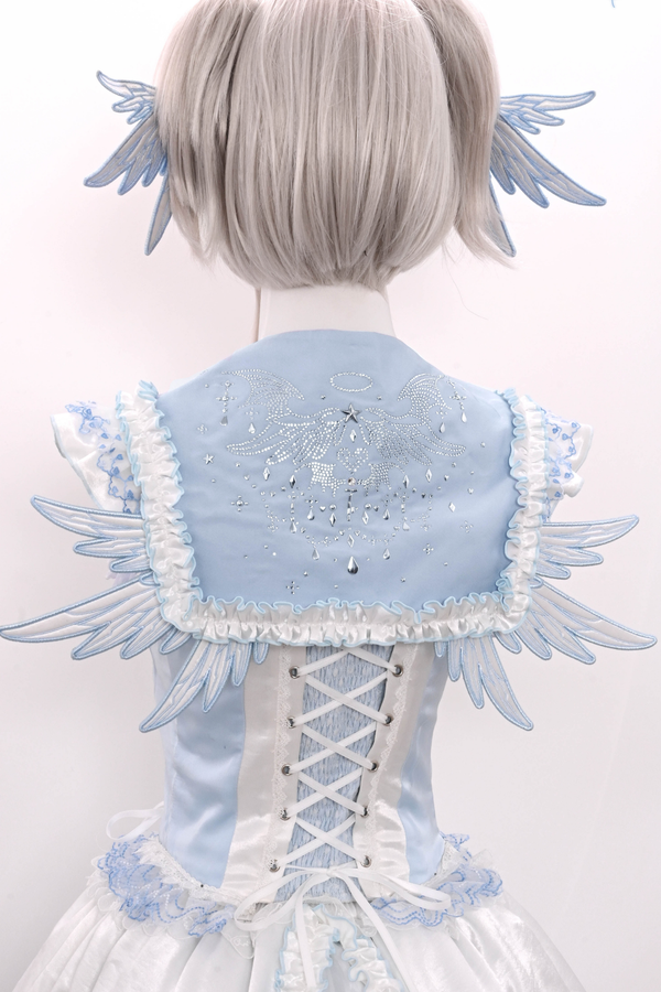 Aqua Angel Line Top + Skirt + Shirt Collar + Sleeve + Hat + Clips