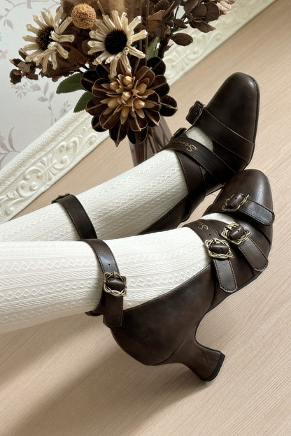 レトロロリータスクエアヒールシューズ