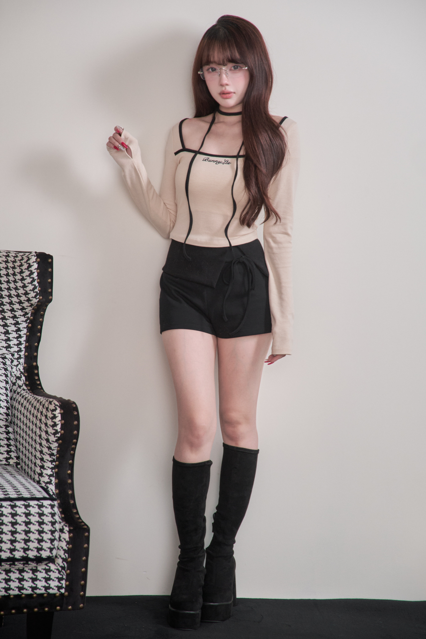 カラーブロッキングトップス+パンツ