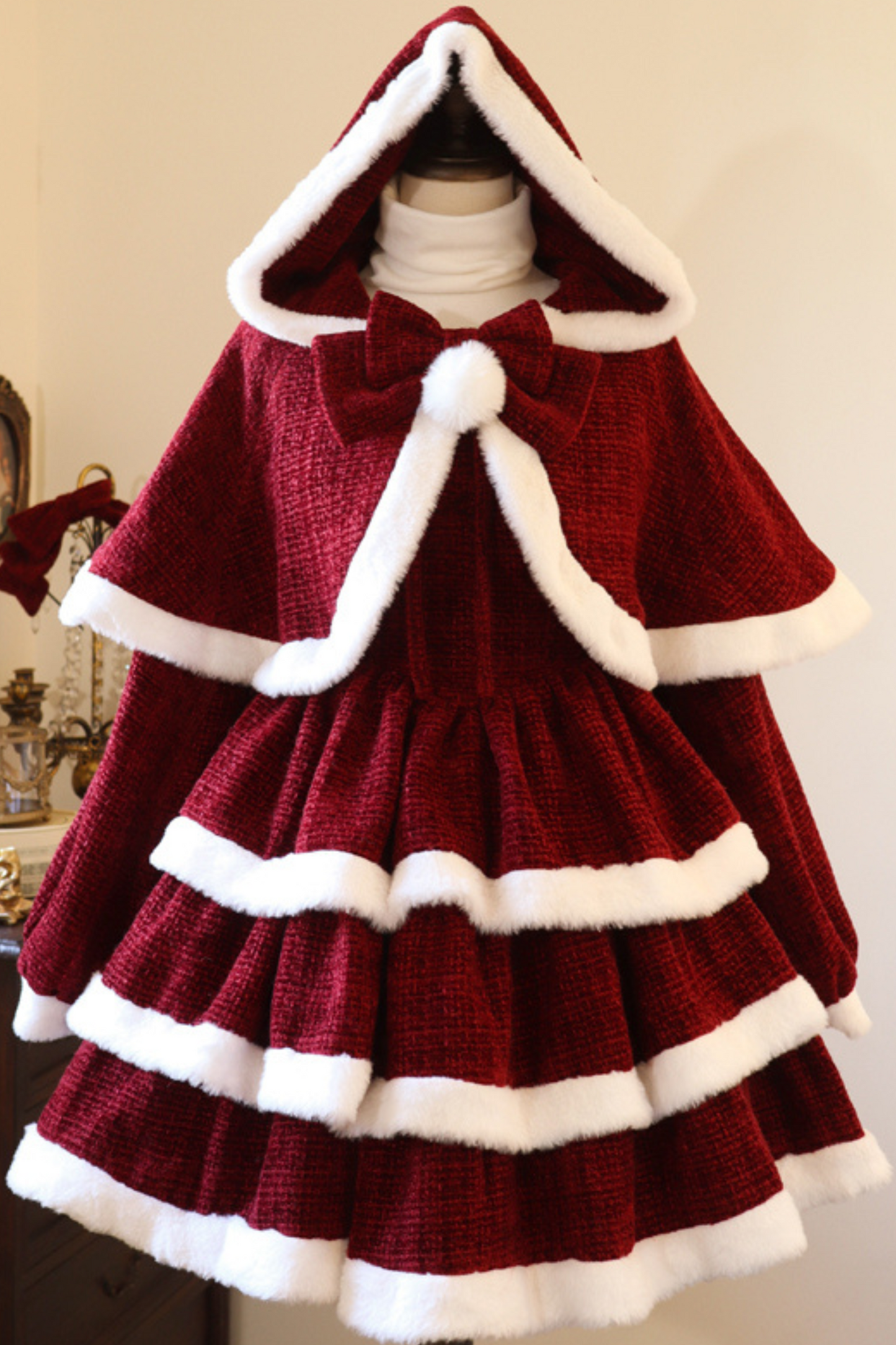 Sweet Carol Fur Suspender Dress + Cape + Top + Pannier + Hair Accessory