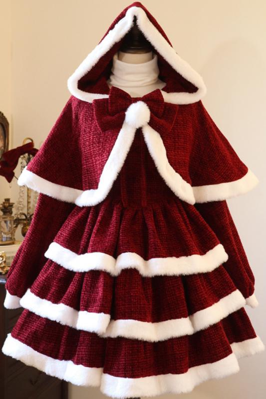 Sweet Carol Fur Suspender Dress + Cape + Top + Pannier + Hair Accessory