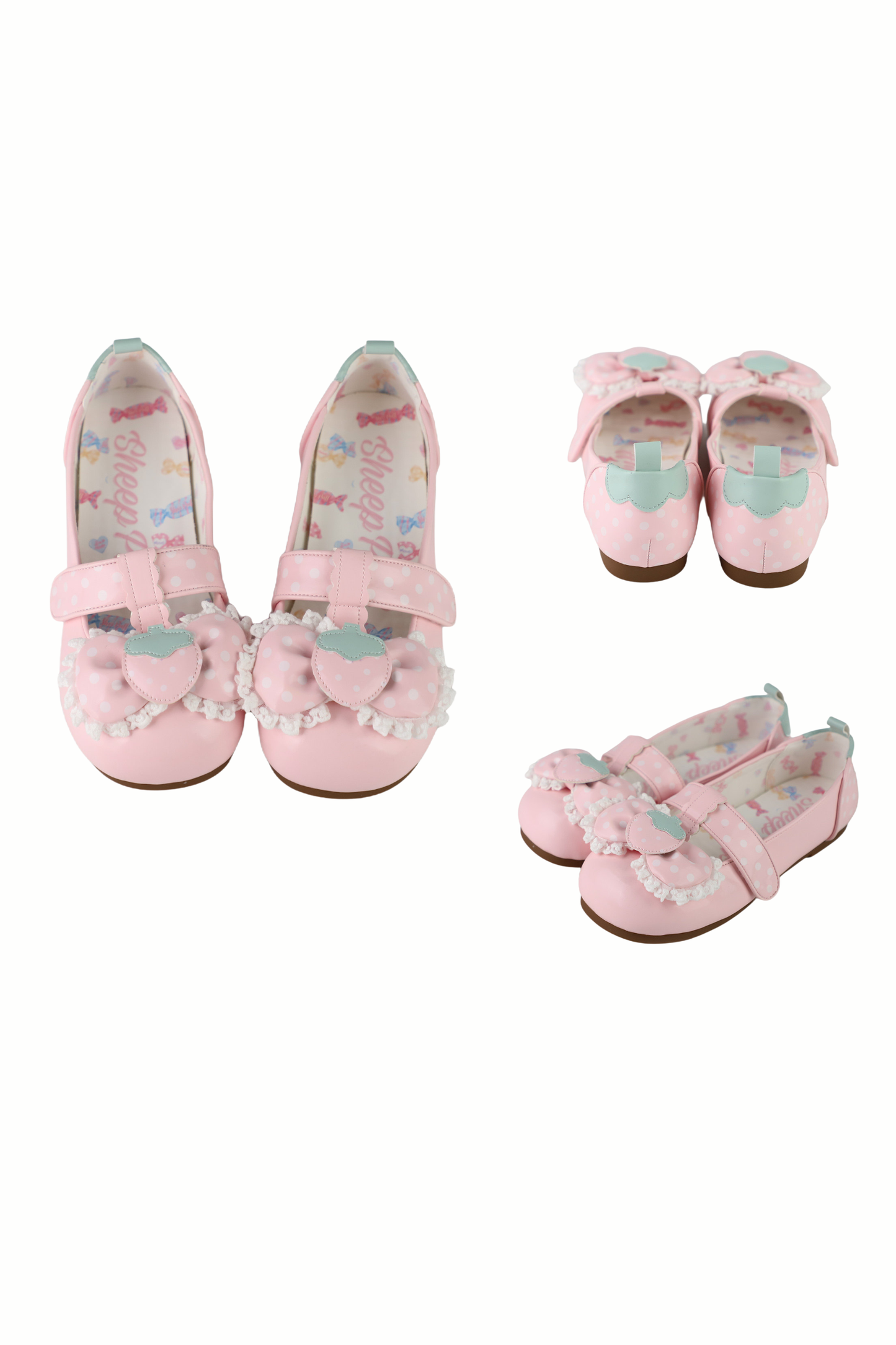 ストロベリーポルカドットフラットシューズ