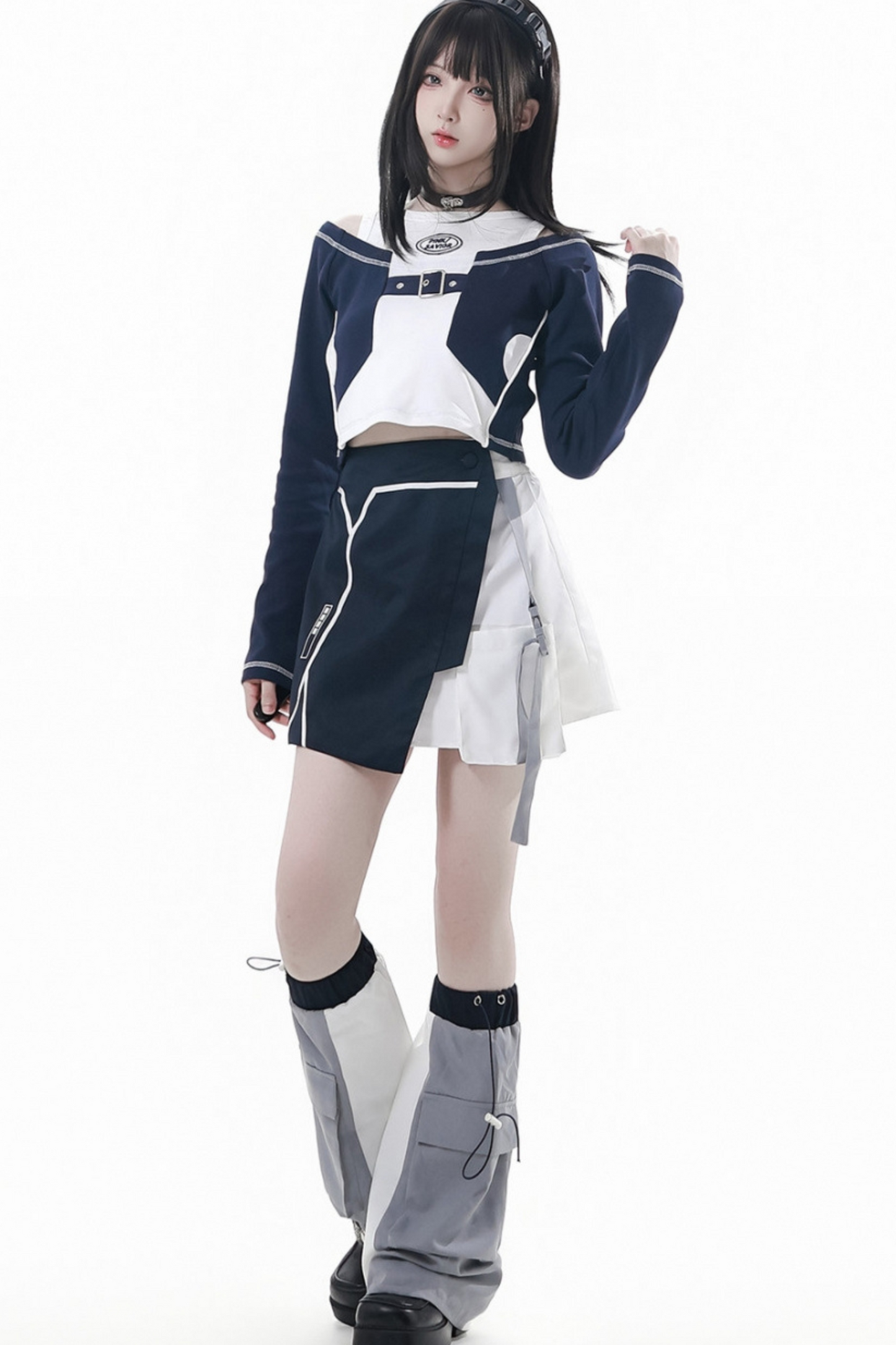 サブカルカーゴショートコート+ジャンパースカート+スカート +レッグウォーマー