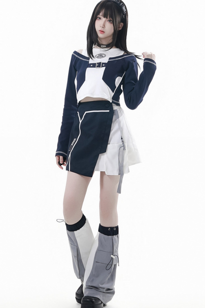 サブカルカーゴショートコート+ジャンパースカート+スカート +レッグウォーマー