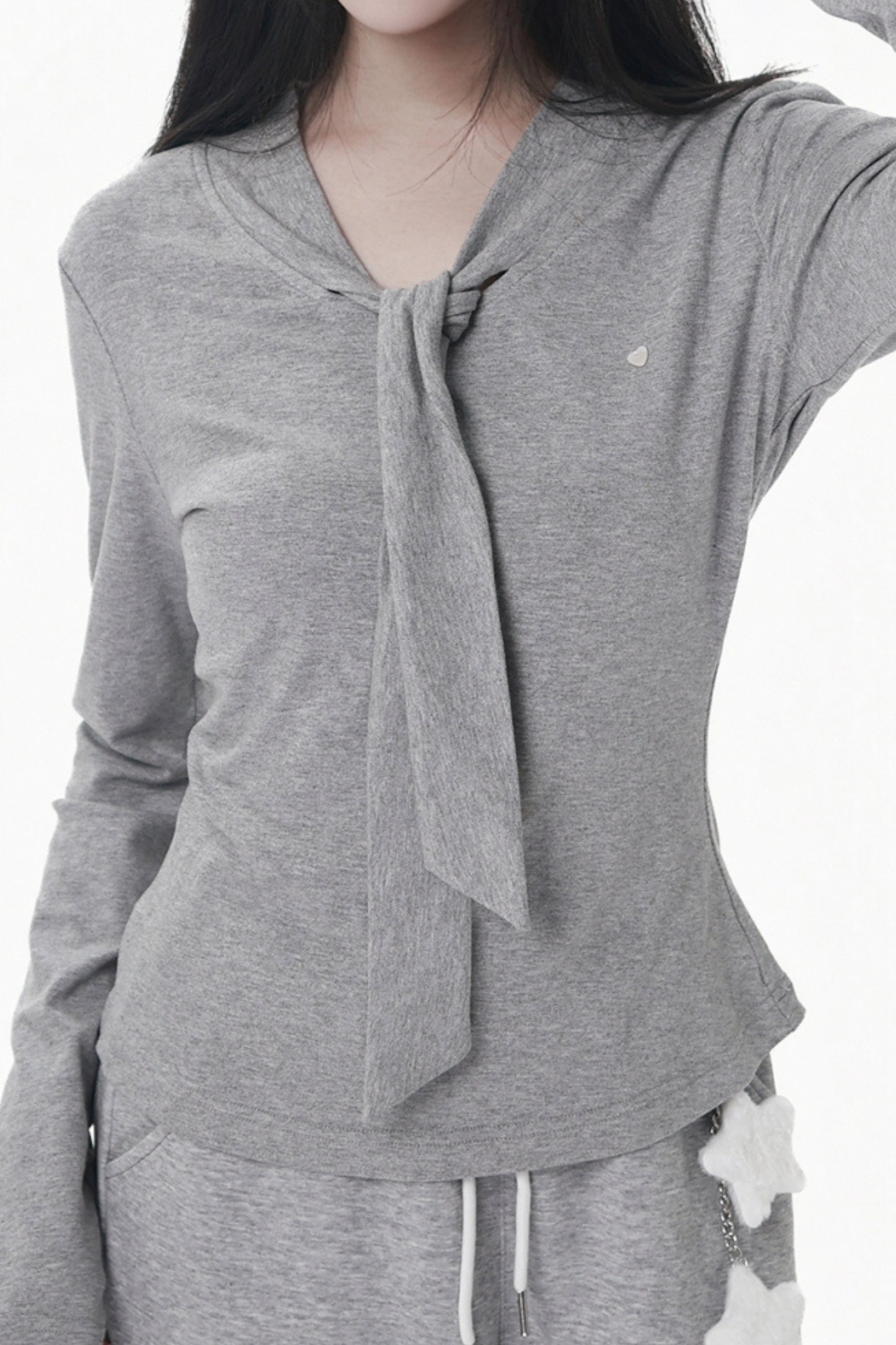 マルチカラーボタンリボントップス