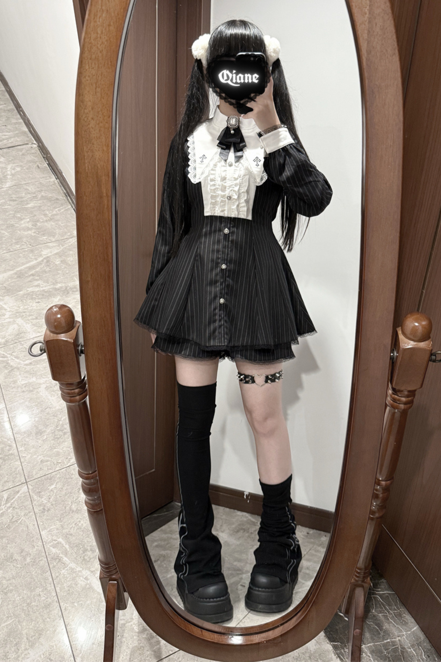 Cross Ruffle Collar Peplum Top + Shorts