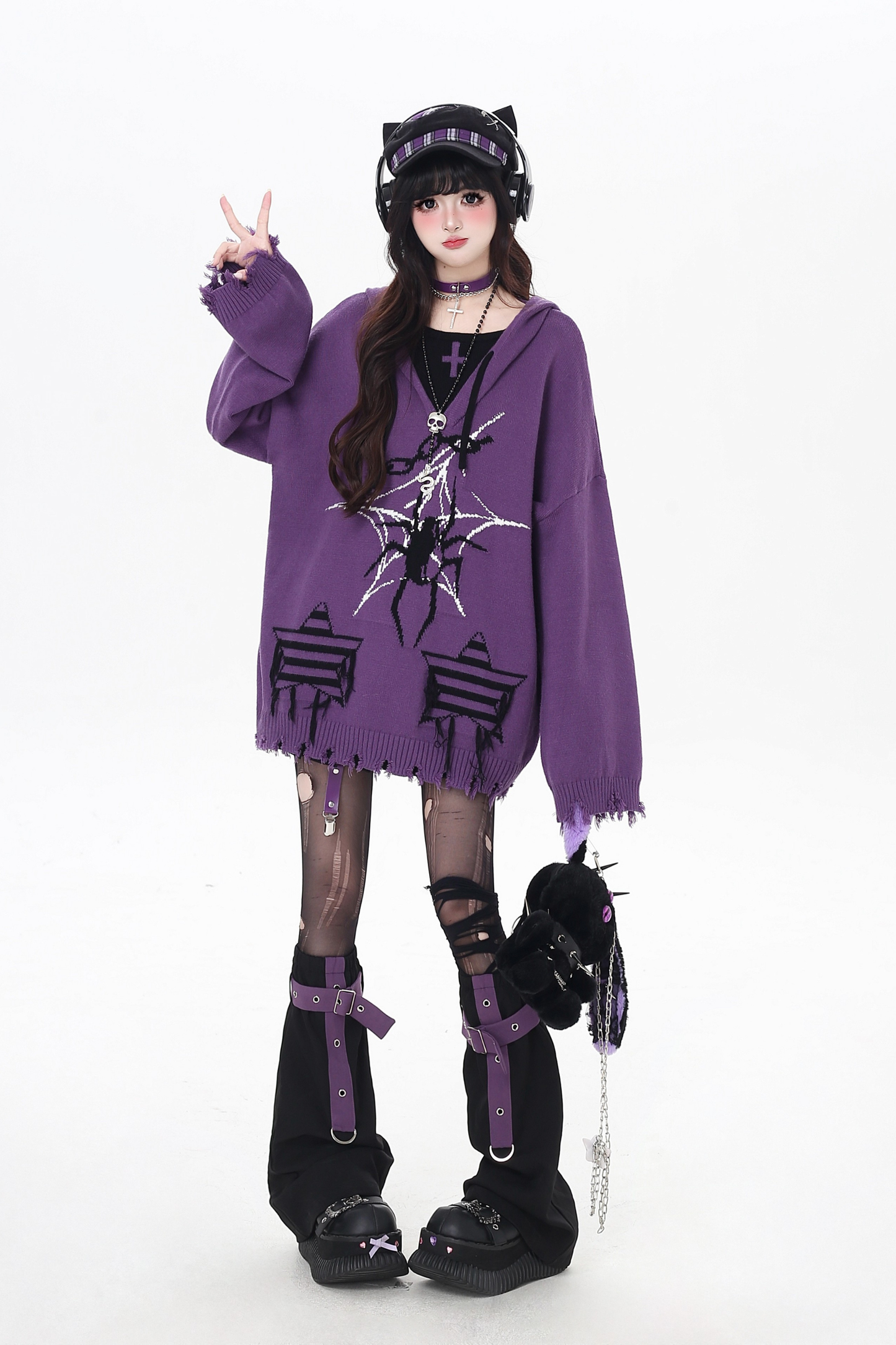 Subculture Faux Tooloos Hooded Tops