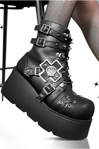 パンクキャットスモールスカルブーツ